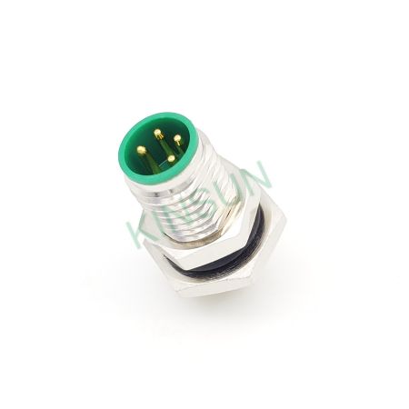 M8 A-coded 4pin Male Connector - The IP68 M8 A-coded 4pin connector adopts a dual flat-plane bolt design to prevent the connector from rotating.